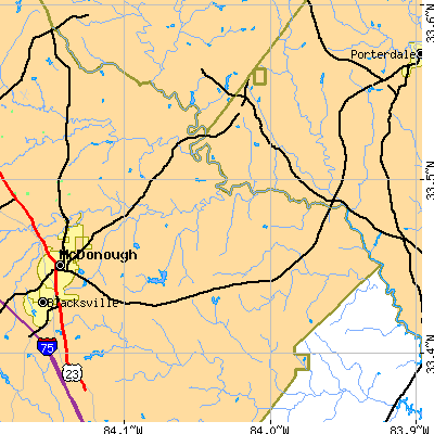 Zip code 30252 close-up map