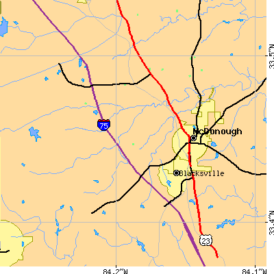 Zip code 30253 close-up map