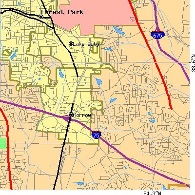 Zip code 30260 close-up map