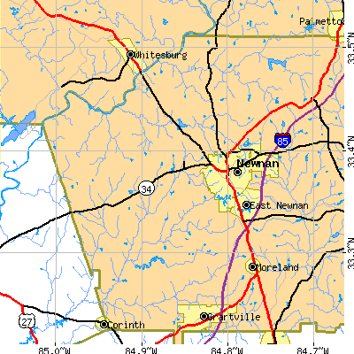 Zip code 30263 close-up map