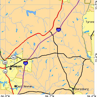 Zip code 30265 close-up map