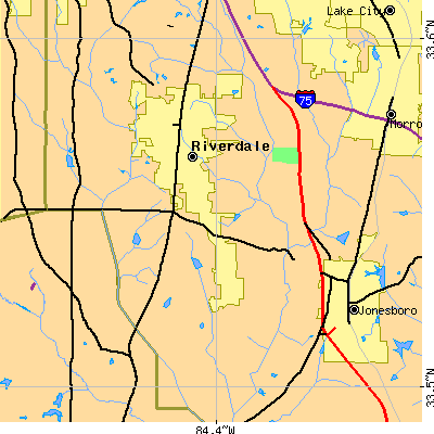 Zip code 30274 close-up map
