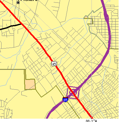 Zip code 36612 close-up map