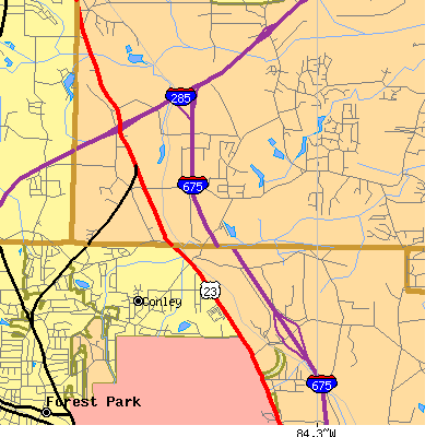 Zip code 30288 close-up map