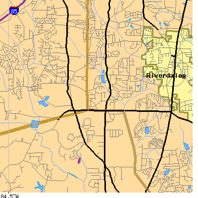 Zip code 30296 close-up map