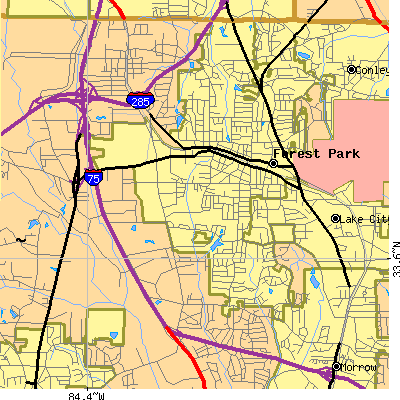 Zip code 30297 close-up map