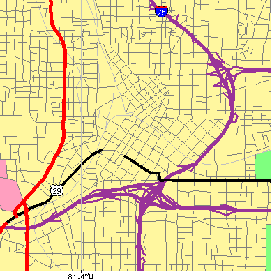 Zip code 30303 close-up map