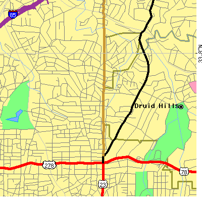 Zip code 30306 close-up map