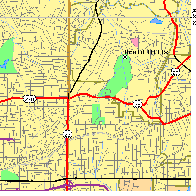 Zip code 30307 close-up map