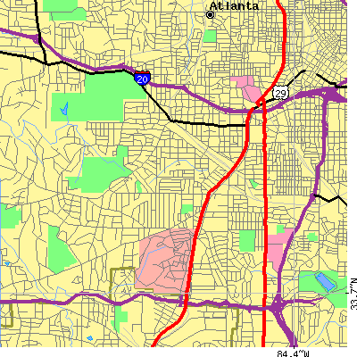 Zip code 30310 close-up map