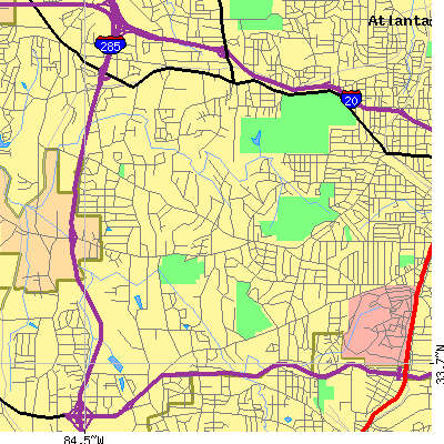 Zip code 30311 close-up map