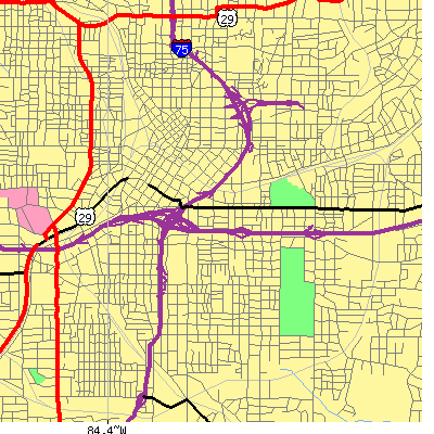 Zip code 30312 close-up map