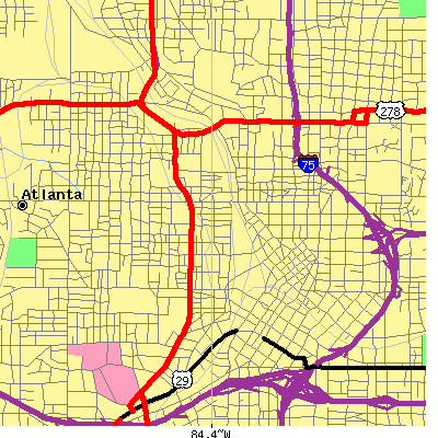 Zip code 30313 close-up map