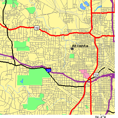Zip code 30314 close-up map