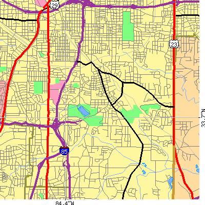 Zip code 30315 close-up map