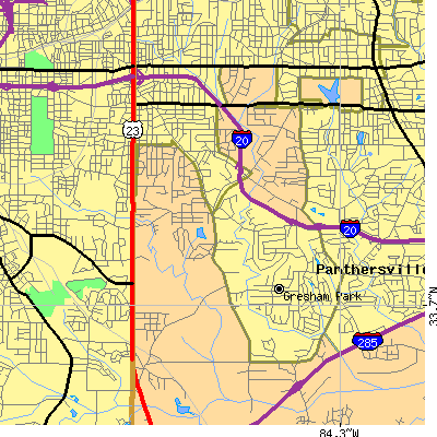 Zip code 30316 close-up map