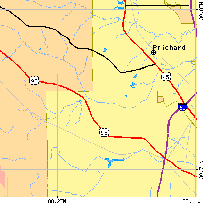 Zip code 36618 close-up map