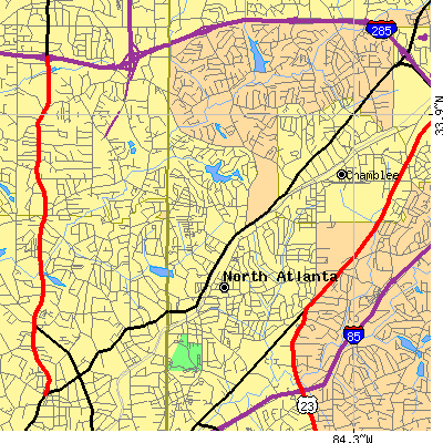 Zip code 30319 close-up map
