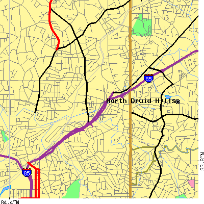 Zip code 30324 close-up map