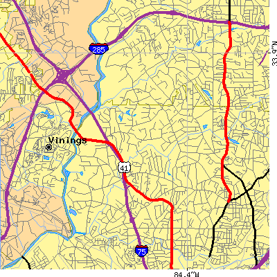Zip code 30327 close-up map