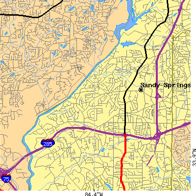 Zip code 30328 close-up map