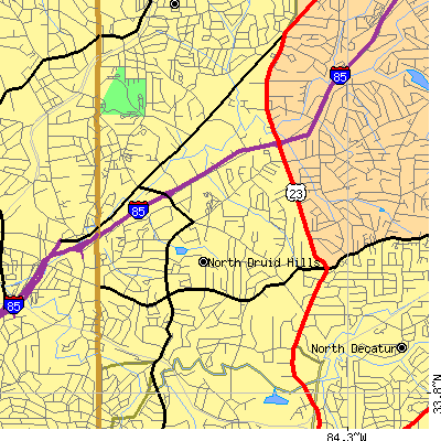 Zip code 30329 close-up map