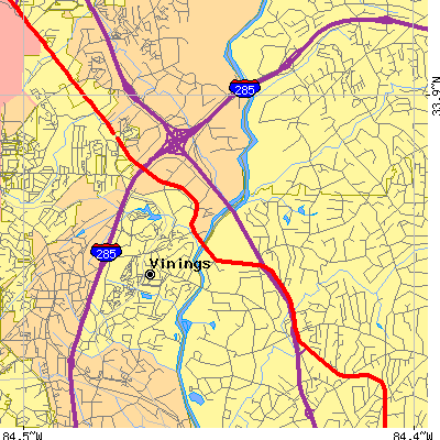 Zip code 30339 close-up map