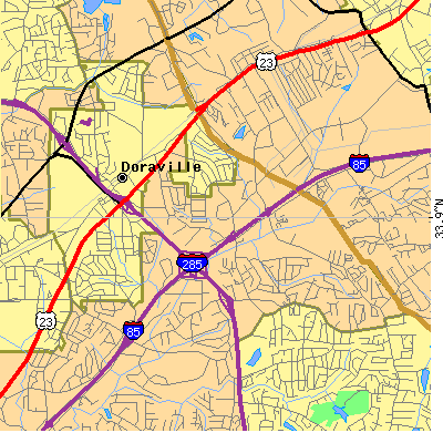 Zip code 30340 close-up map