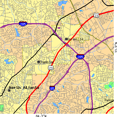 Zip code 30341 close-up map