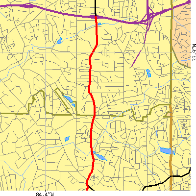 Zip code 30342 close-up map