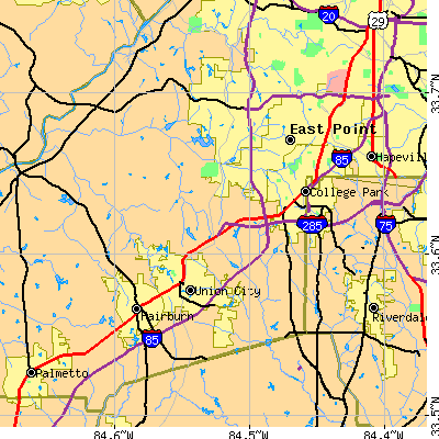 Zip code 30349 close-up map