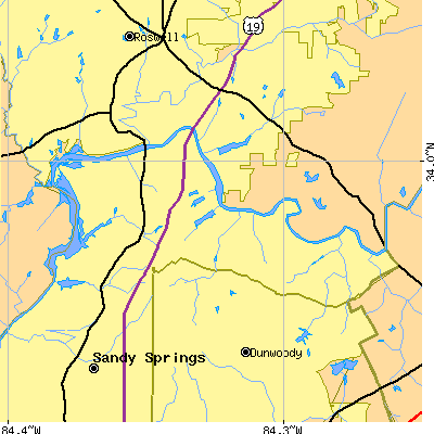 Zip code 30350 close-up map