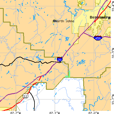 Zip code 35111 close-up map