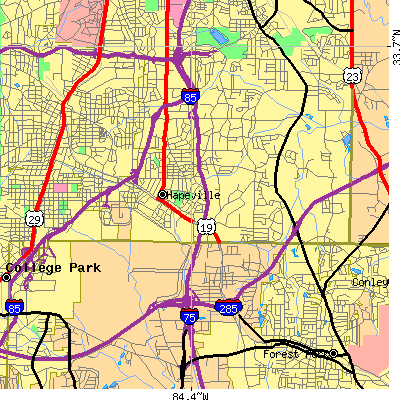 Zip code 30354 close-up map