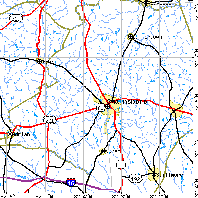 Zip code 30401 close-up map