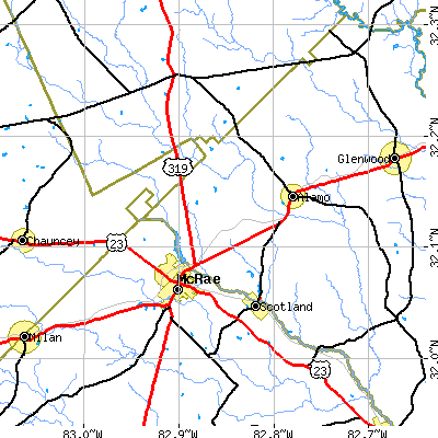 Zip code 30411 close-up map