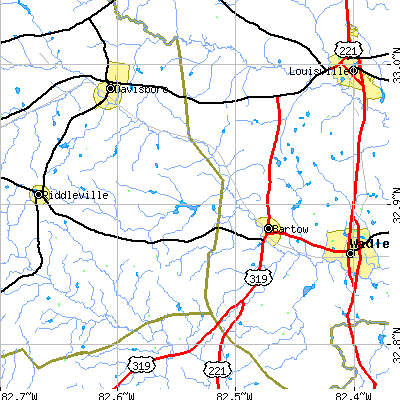 Zip code 30413 close-up map