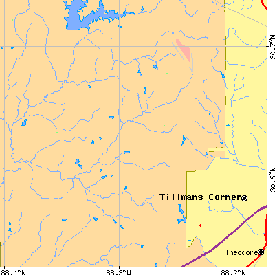 Zip code 36695 close-up map