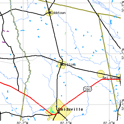 Zip code 30421 close-up map