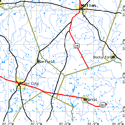 Zip code 30425 close-up map