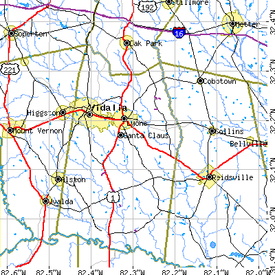 Zip code 30436 close-up map
