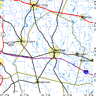 Zip code 30439 close-up map