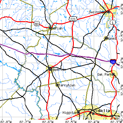 Zip code 30457 close-up map