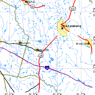 Zip code 30458 close-up map