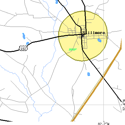 Zip code 30464 close-up map