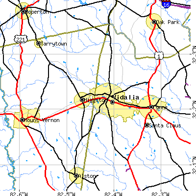 Zip code 30474 close-up map