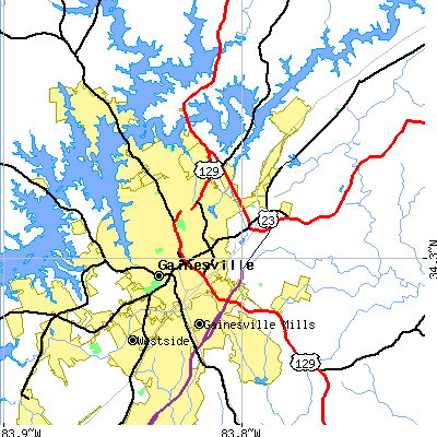 Zip code 30501 close-up map