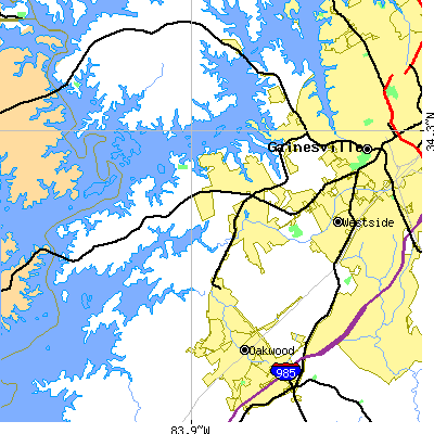Zip code 30504 close-up map