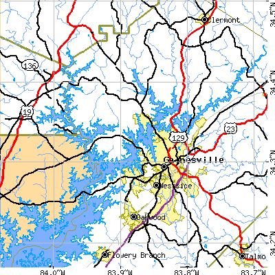 Zip code 30506 close-up map