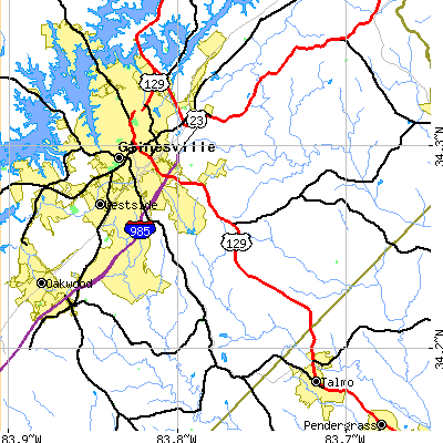 Zip code 30507 close-up map